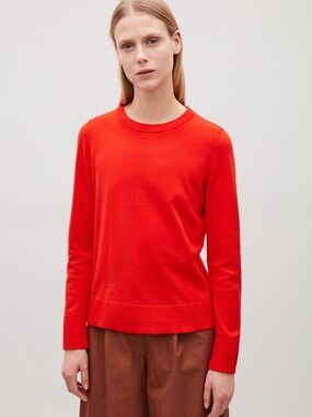 COS - Cotton Knit Jumper Classic Crewneck Bright Red